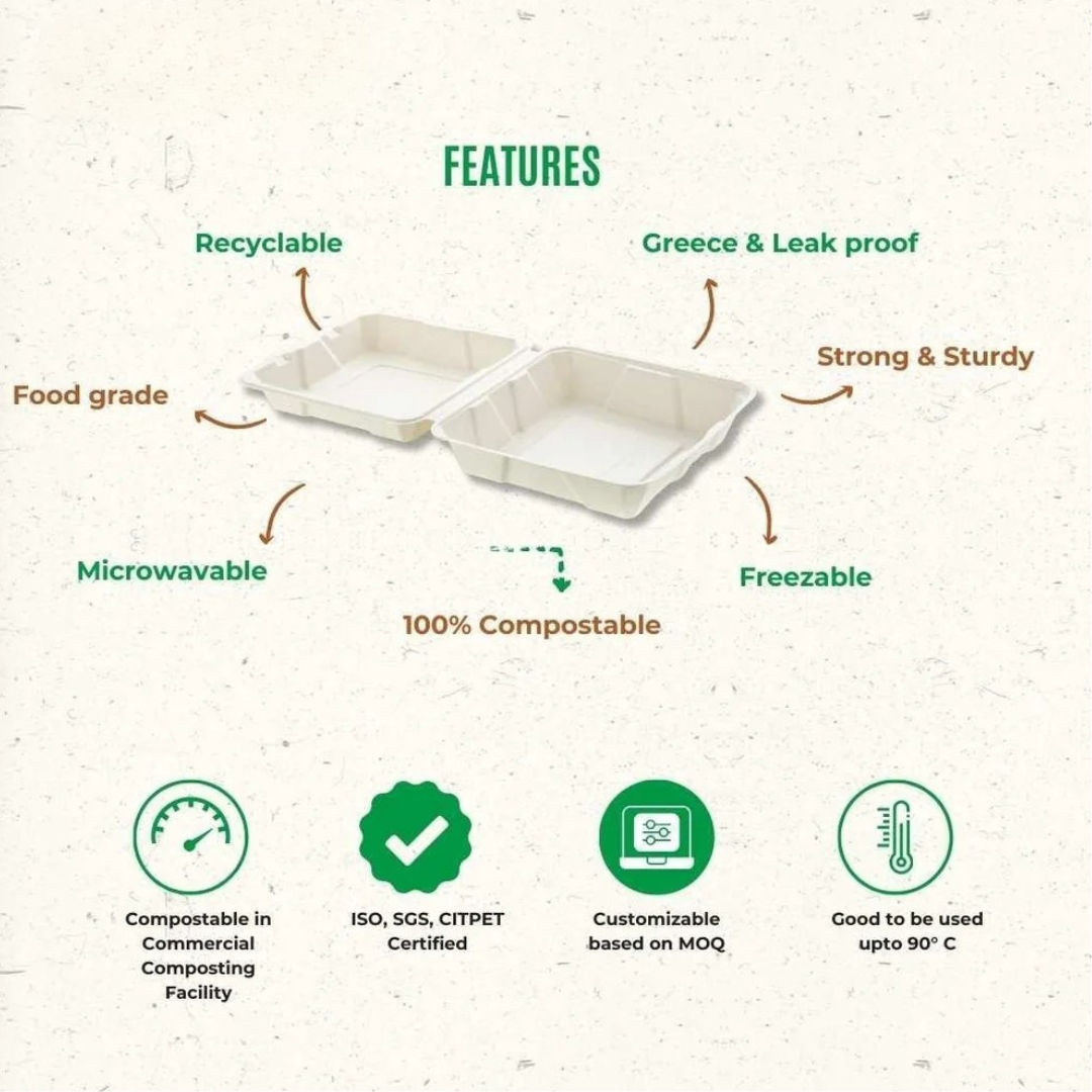Bagasse Packaging Clamp Shell
